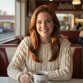 Megan from Joliet at a Midwest diner - trucker dating Chicago profile