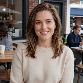 Danielle from Staten Island outside a neighborhood cafe - trucker dating New York profile photo